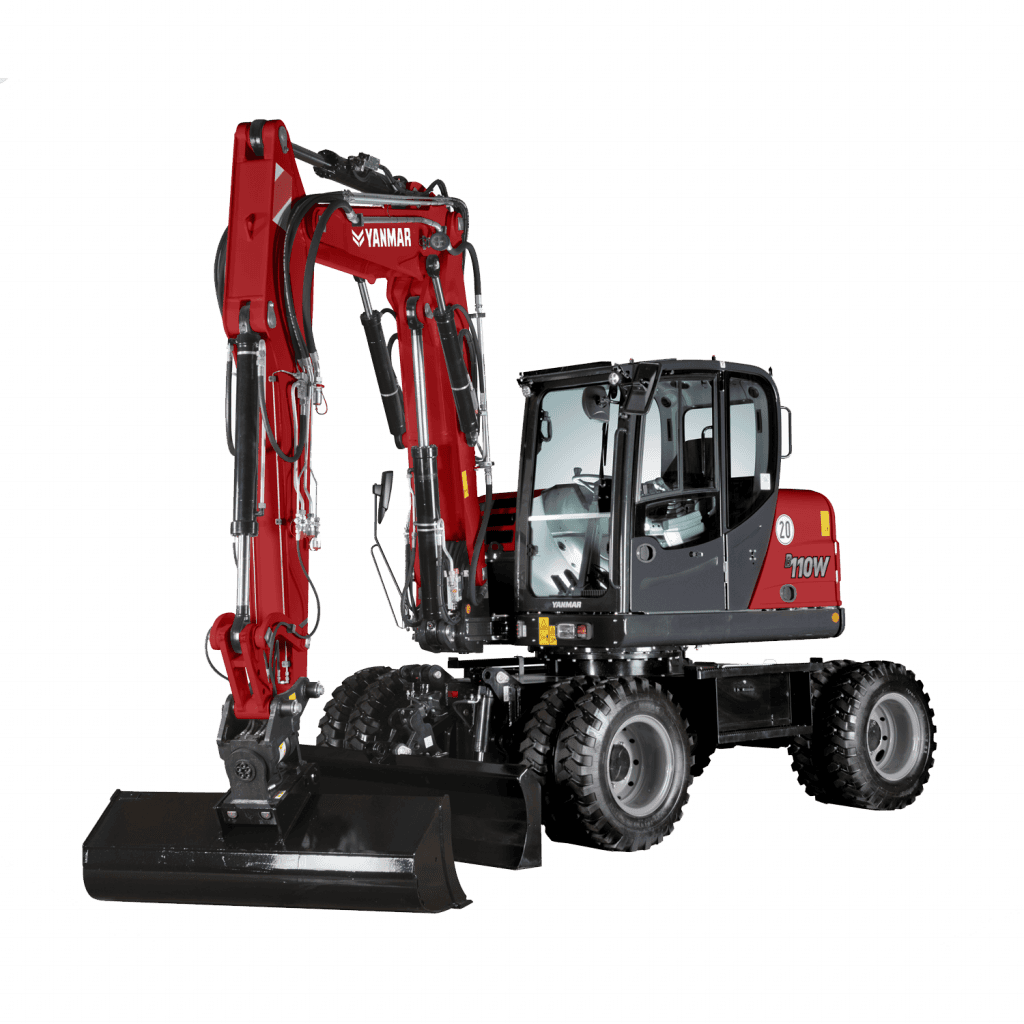 Zware Yanmar mini-werk tractor voor tuin- en wegenbouw, inclusief shovel.