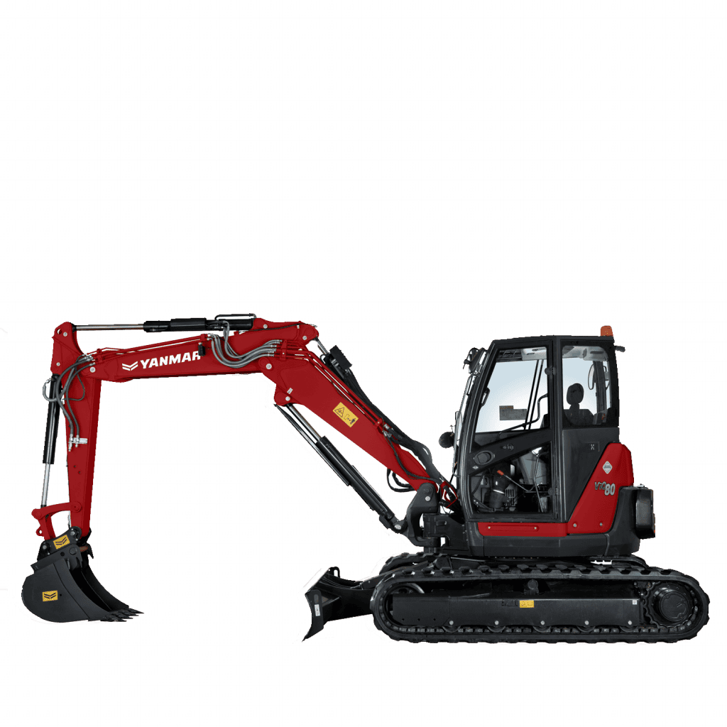 Veilig gebruik van een compacte mijnbouwer graafmachine Yanmar op bouwplaats.