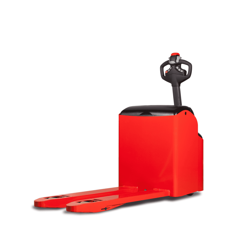 Roberto handpallettruck met elektrische aandrijving, geschikt voor logistiek en magazijnbeheer.