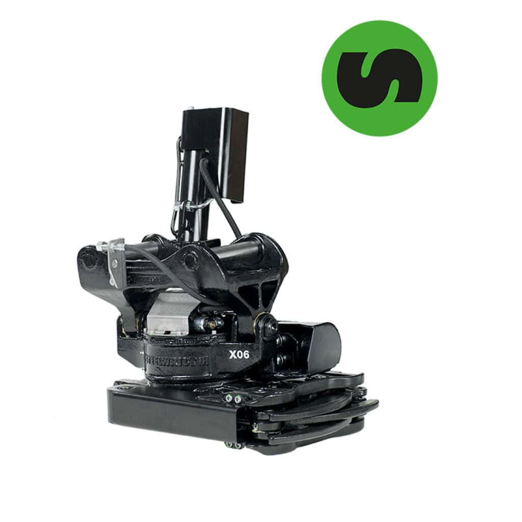 Robuuste hydraulische robotarm voor industriële toepassingen in zwart.