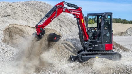 Compacte mini-graafmachine van Yanmar voor bouw- en grondverzetwerkzaamheden.