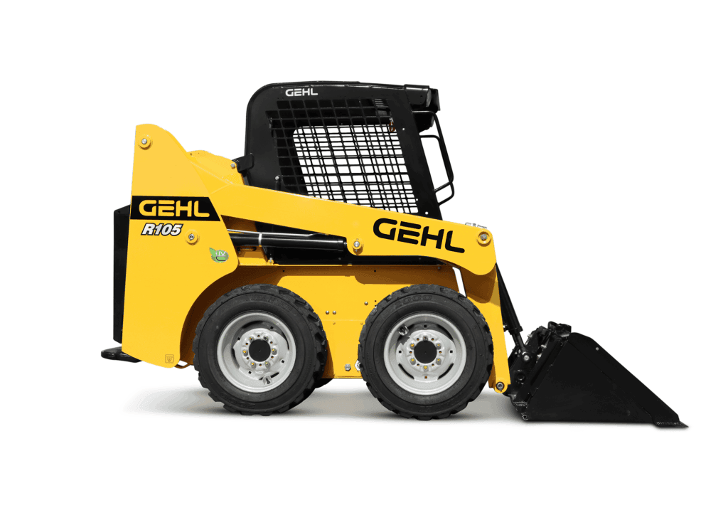 Klein compacte wiellader van Gehl met bak voor verhuur en onderhoud.