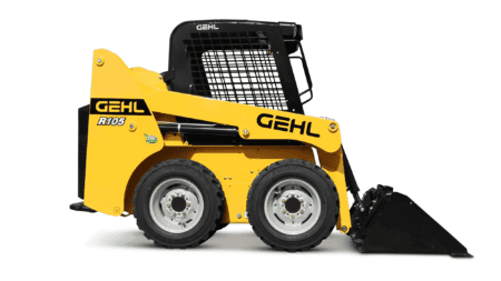 Klein compacte wiellader van Gehl met bak voor verhuur en onderhoud.