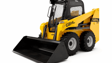 Veiligheidsbesturing en compacte skid steer loader van Gehl voor bouw en tuinwerk.