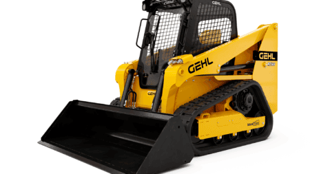 Compacte Gehl minimal hoef-transportmachine met rupsen voor bouw- en tuinprojecten.