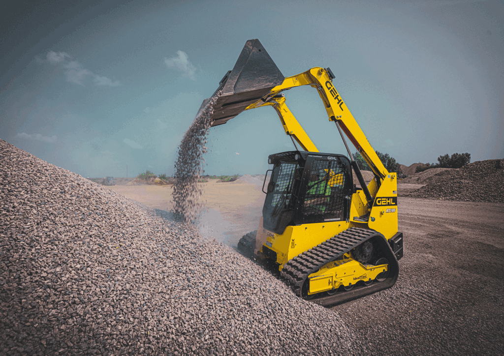 Veegmachine op bouwplaats voor het egaliseren en schoonmaken van wegen en ondergronden.