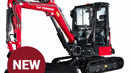 Robuuste Yanmar mini excavator met cabine, ideaal voor bouw- en tuinwerken.