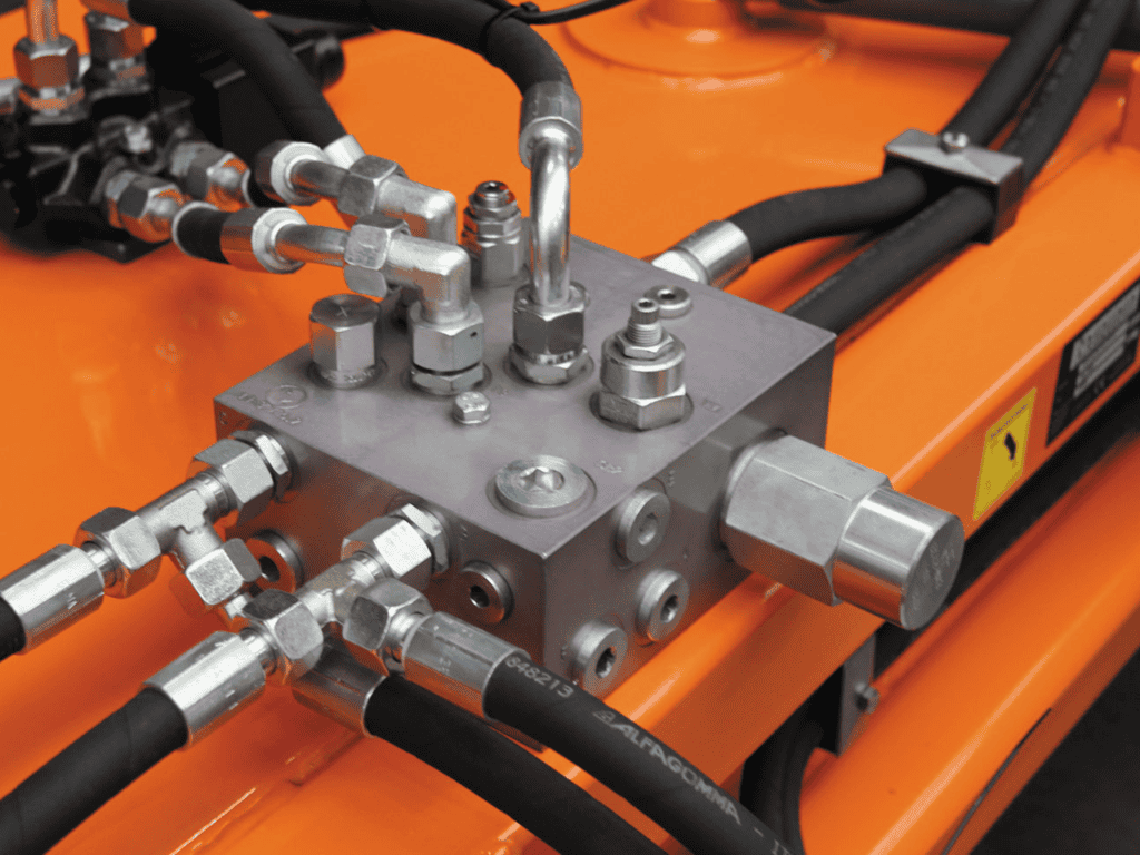 Hydraulische klep, onderdeel van machine, industrieel, technisch, machinaal, hoogwaardige copy.