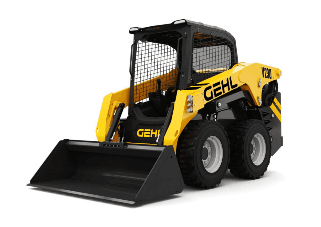 Compacte skidlaag met graafmachine voor bouw en terreinwerkzaamheden.