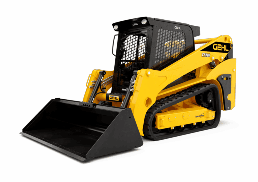 Klein skidloader Gehl VT320 voor bouw en landbouw, ideaal voor werkzaamheden op locaties met beperkte ruimte.