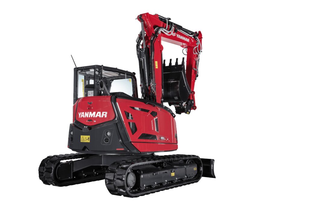 Compacte minikraan van Yanmar voor bouw, tuin en aanlegprojecten, beschikbaar bij Geert-Jan de Kok B.V.