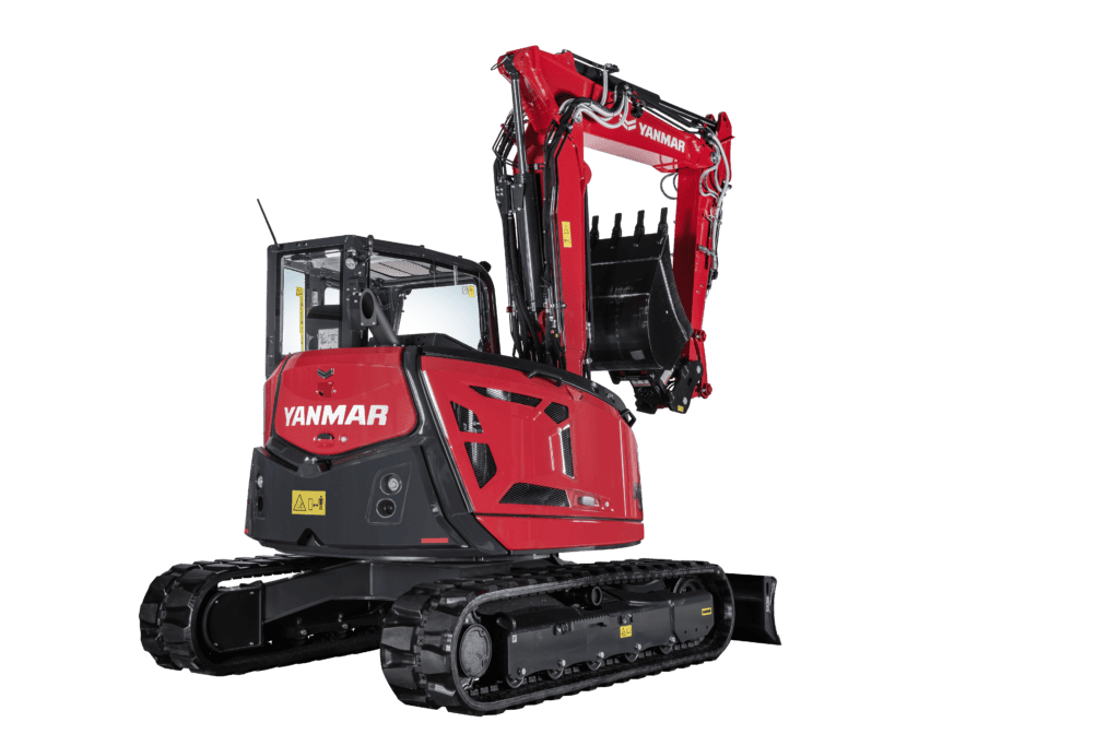 Compacte minikraan van Yanmar voor bouw, tuin en aanlegprojecten, beschikbaar bij Geert-Jan de Kok B.V.