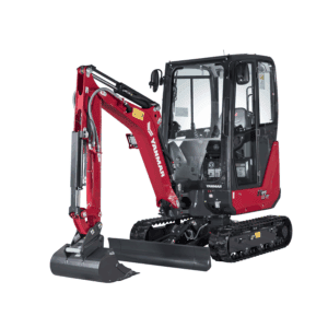 Compacte mini-pakrobot Yanmar met cabine, ideaal voor bouw- en tuinprojecten.