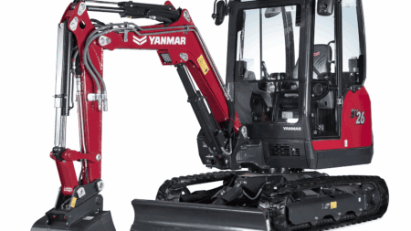 Compacte mini-peljobber Yanmar SV26 voor tuinwerk en bouwprojecten.