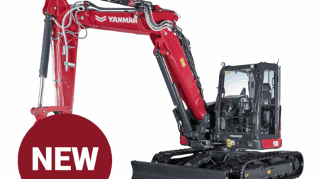 Alt tekst: Compacte mini graafmachine Yanmar met cabine en rubber tracks voor bodemvriendelijk gebruik.