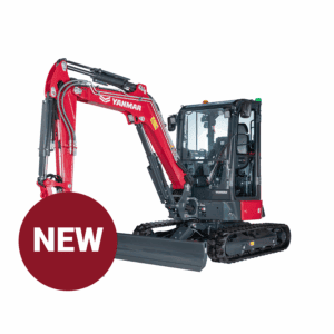 Compacte Yanmar minikraan met rupsbanden, ideaal voor bouw en tuinwerkzaamheden.